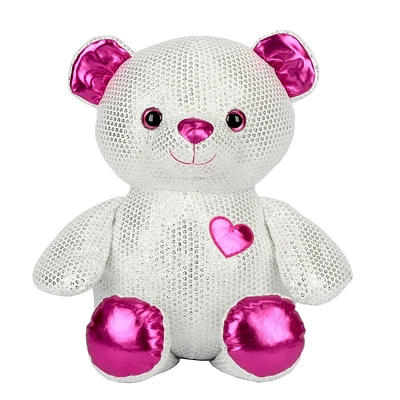 Jouet rembourré en forme d'ours Way to celebrate! en sequin doux de couleur argent