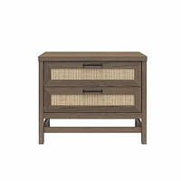 Ameriwood Home Lennon 2 Drawer Nightstand, Medium Brown and Faux Rattan