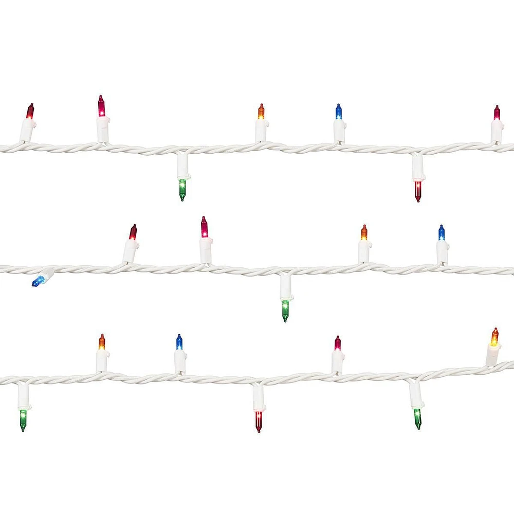 Mini guirlandes de Noël lumineuses dotées de 100 ampoules à incandescence, multicolores, avec fil blanc, de 19,2 pieds, Holiday Time