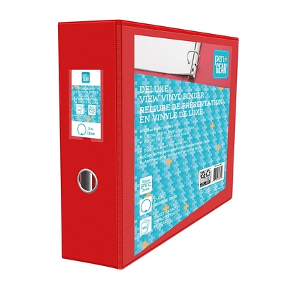 Pen + Gear 3" Deluxe View Vinyl Binder, O-Ring, RED