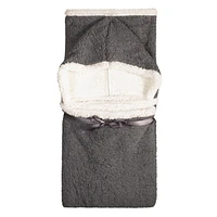 Safdie & Co. Premium Ultra Soft Reversible Sherpa Hoodzy Hooded Throw Blanket Charcoal