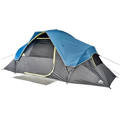 Ozark Trail 8-Person Dome Tent with Fly, Easy Set-Up, Grey/Blue in Colour
