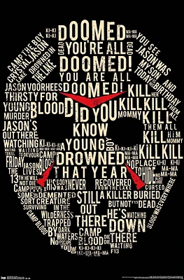Friday The 13th - Text Mask Wall Poster, 22.375" x 34"