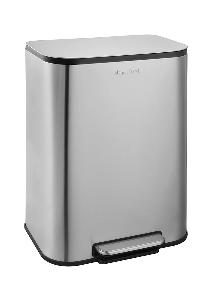 Poubelle en acier inoxydable de grande capacité de 50 L avec seau intérieur amovible The Step N' Sort