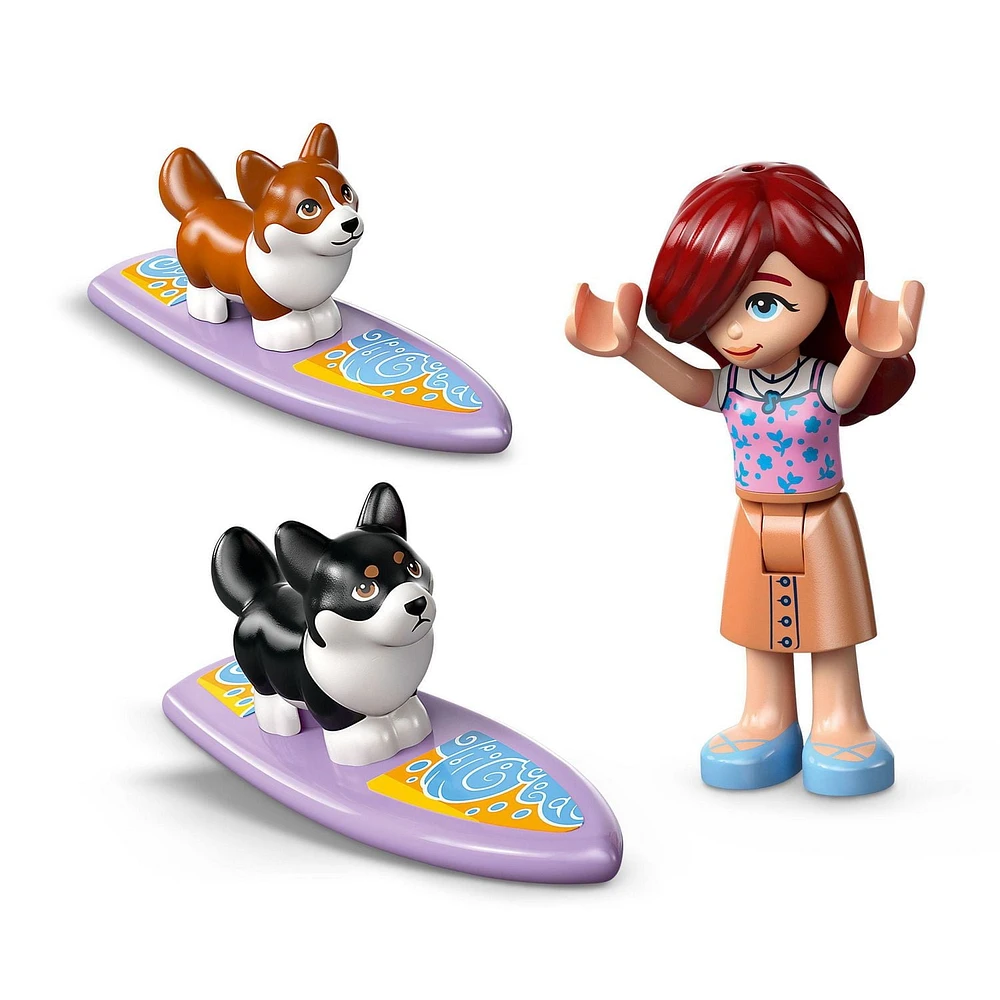 LEGO Friends Surfing Dogs and Scooter Adventure - Building Toy Pretend Play Set for Kids, Girls and Boys, Ages 6+ - with 2 Minidolls and 2 Corgi Toy Dogs - Gift Idea for Birthdays - 42641, Includes 113 Pieces, Ages 6+