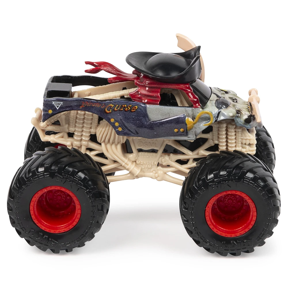 Monster Jam, Monster truck Pirate's Curse officiel, véhicule en métal moulé, série Bone Yard Trucks, échelle 1:64