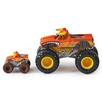 Monster Jam, Monster truck officiel en métal moulé El Toro Loco à l'échelle 1:64, avec mini-véhicule collector à l'échelle 1:87 en cadeau, jouets pour filles et garçons à partir de 3 ans