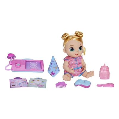 Baby Alive poupée Lulu Achoo, poupée interactive de 30 cm avec sons, lumières, mouvements et accessoires, cheveux blonds, enfants, dès 3 ans