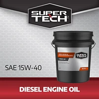 Huile moteur diesel SuperTech 15W40, seau,18.9L Conçu pour les besoins de la flotte et ​ferme.
