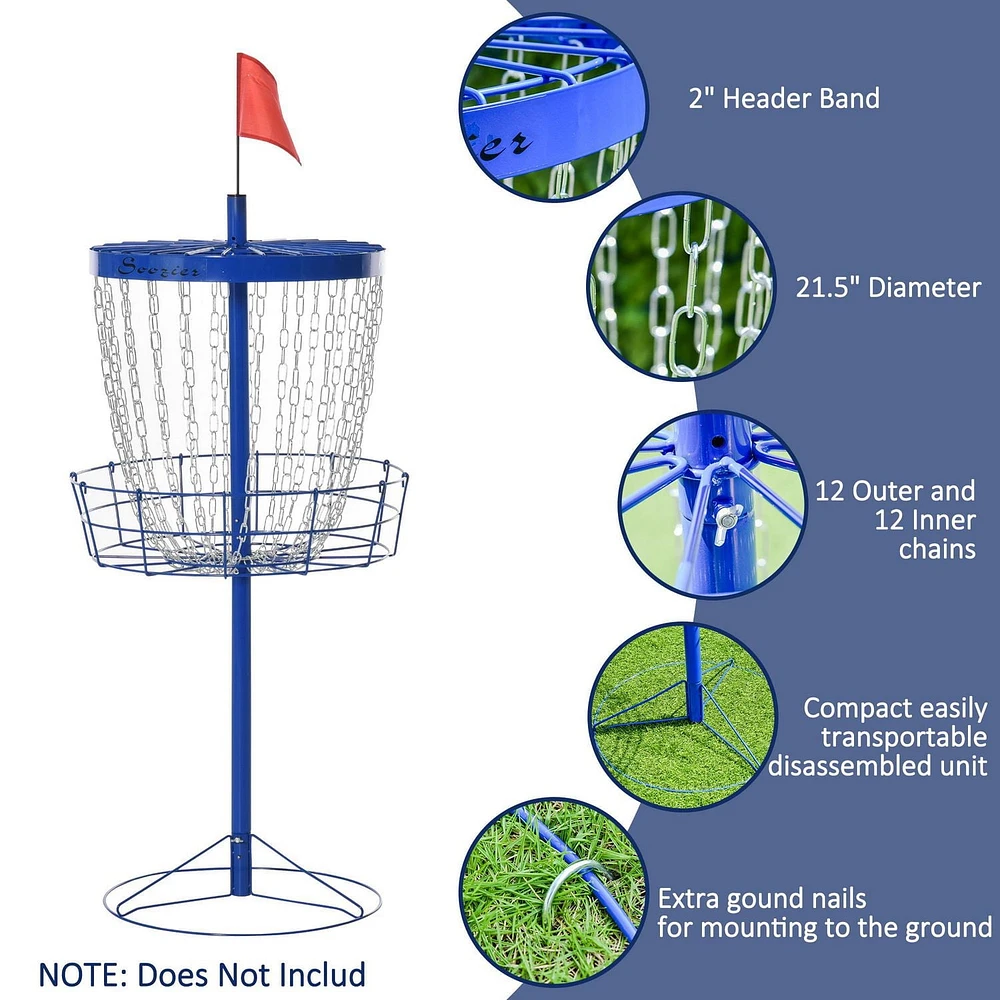 Soozier 24-Chain Lightweight Portable Practice Basket for Disc Golf Target Stand