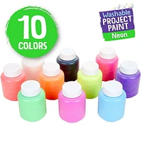 10 pots de peinture lavable - Couleurs néons 10 bouteilles de peinture