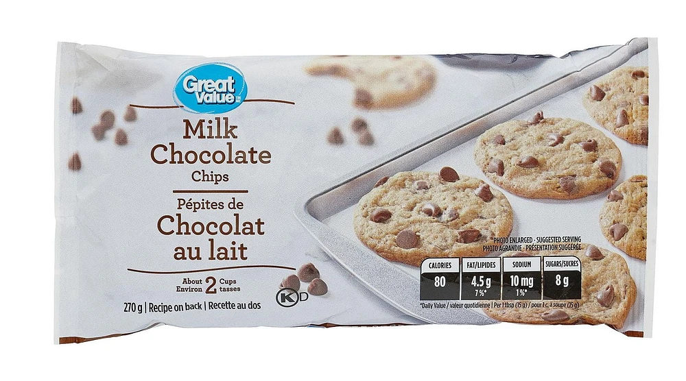 Great Value Milk Chocolate Chips, 270 g