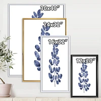 Designart Navy Blue Eucalyptus II FLOAT FRAME WALL ART