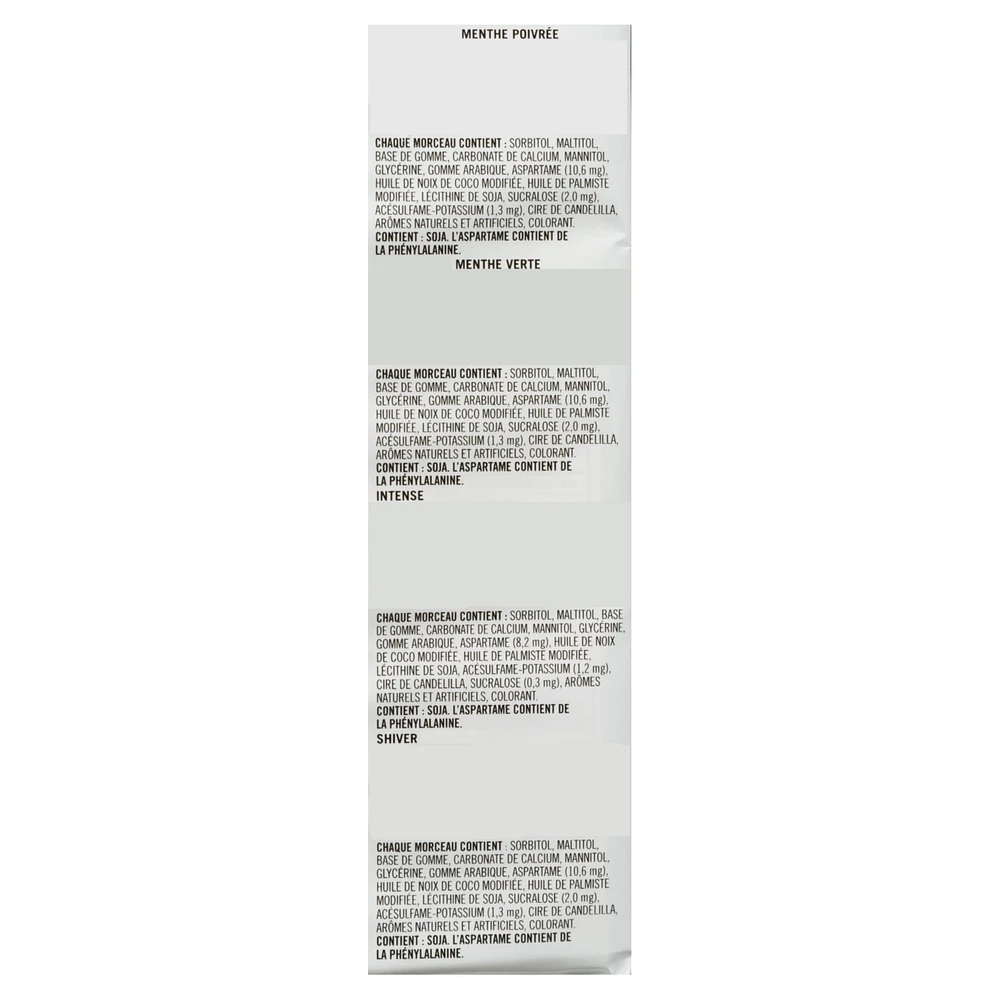 Dentyne Ice Saveurs assorties, gomme sans sucre, 4 paquets (12 morceaux par paquet)