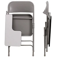 Lot de 2 pièces - Chaise pliante en acier de première qualité avec bras de tablette pour droitier