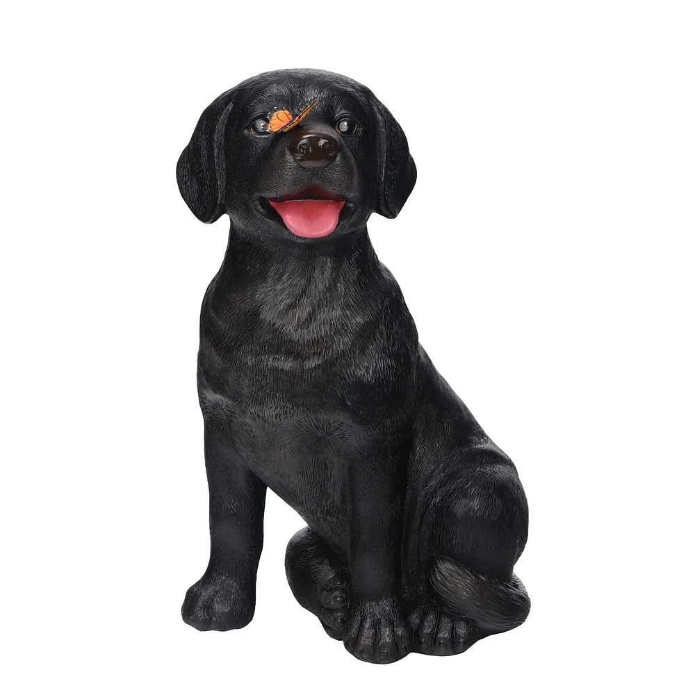 Black Dog with Butterfly Statue, 34cm Height Black Dog with Butterfly