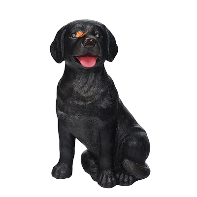 Black Dog with Butterfly Statue, 34cm Height Black Dog with Butterfly