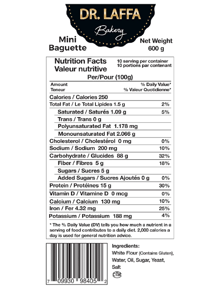 Dr. Laffa Bakery baguettes mini 10pk