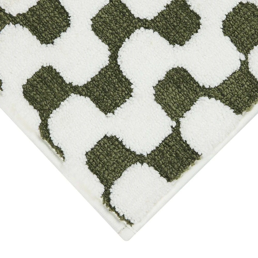 Tapis de bain en polyester Mainstays Waves, vert et blanc, 16" x 24"