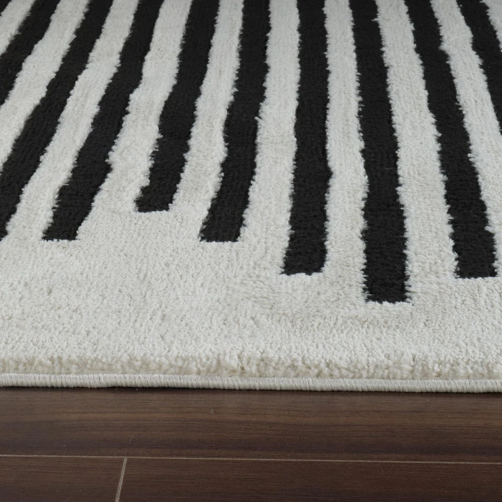 Rug Branch Domus Abstract Indoor Area Rug, Cream Black, Modern - Living Room, Bedroom, Dining Room