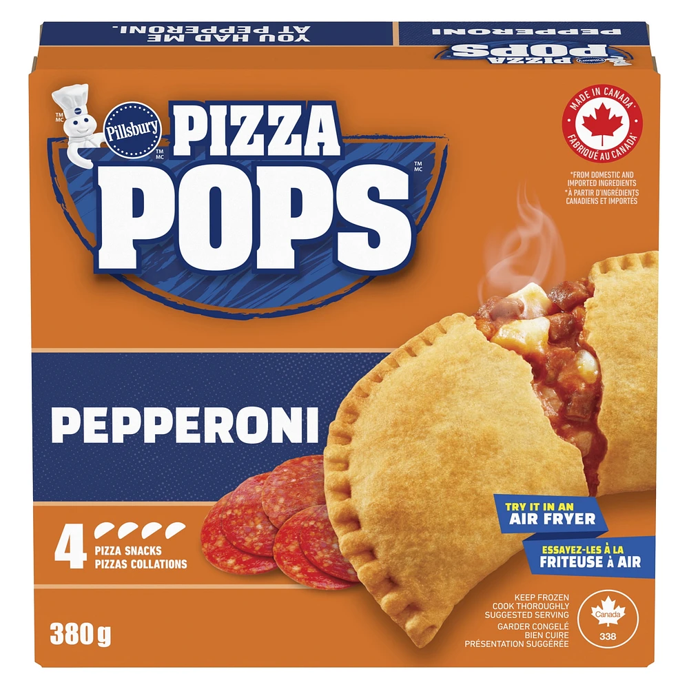 Pillsbury Pizza Pops, Pepperoni, Frozen Pizza Snacks, 380 g, 4 ct, 4 pizza snacks, 380 g