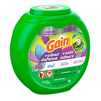 Capsules de détergent à lessive Gain Flings avec Odour Defense, capsules de détergent 3 en 1 avec Febreze et Oxi, parfum Explosion de fraîcheur, compatible avec les laveuses HE 76CT