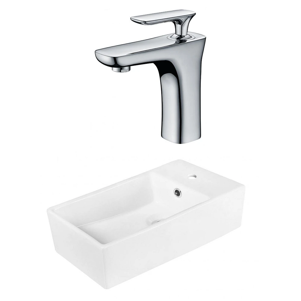 in. W Above Counter White Bathroom Vessel Sink Set For 1 Hole Right Faucet AI