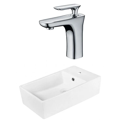 in. W Above Counter White Bathroom Vessel Sink Set For 1 Hole Right Faucet AI