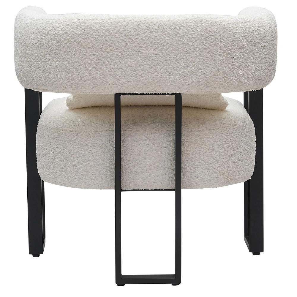 Contemporaine Tissu Bouclé Fauteuil - Ivoire et Noir