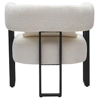 Contemporaine Tissu Bouclé Fauteuil - Ivoire et Noir