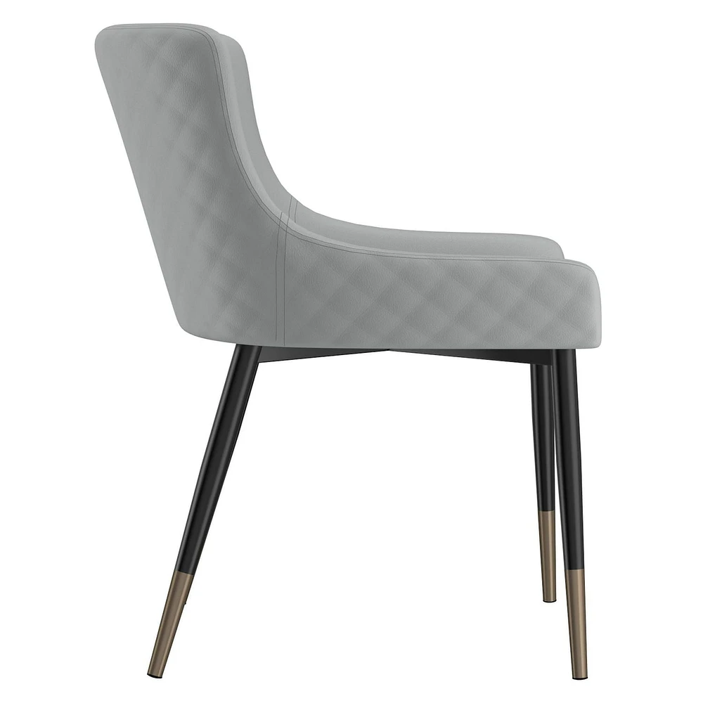 Ensemble de 2 chaises d’appoint modernes en similicuir et en métal, gris pâle