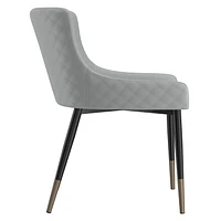 Ensemble de 2 chaises d’appoint modernes en similicuir et en métal, gris pâle