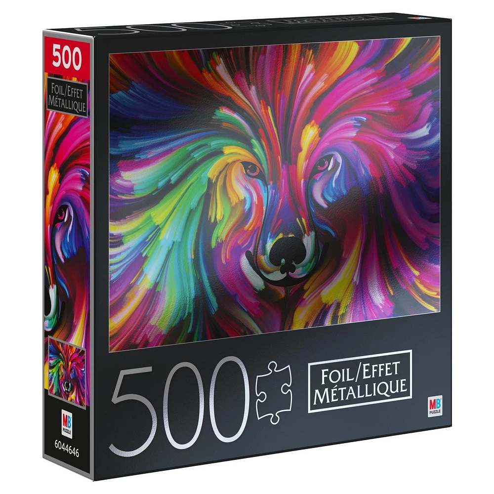 Puzzle de 500 pièces avec effet métallisé, pour adultes et enfants à partir de 8 ans, Peinture de chien