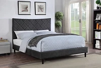 Topline Home Furnishings Lit King Size Rembourré Gris Foncé