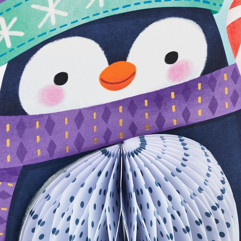 Carte en relief de Noël – Nid d'abeilles – Paper Wonder de Hallmark (Pingouin)