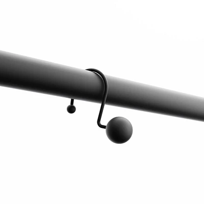 Mainstays Decorative Shower Curtain Hooks, with Ball Ends, Set of 12, Black