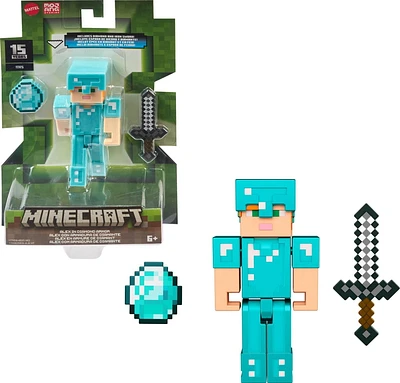 MINECRAFT – FIGURINE DE BASE – 8,26 CM (3,25 PO) – Alex avec armure en diamant