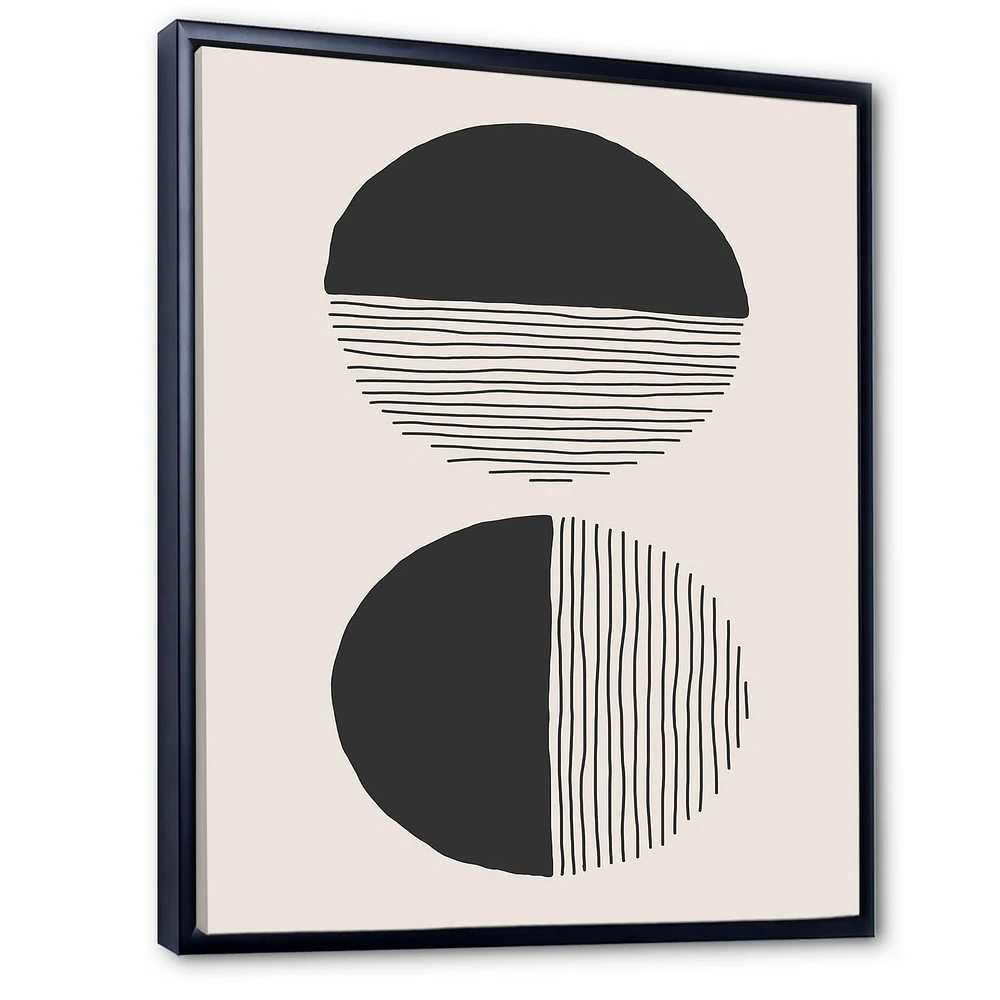 Designart Lignes géométriques minimales et cercle IV ART MURAL À CADRE FLOTTÉ