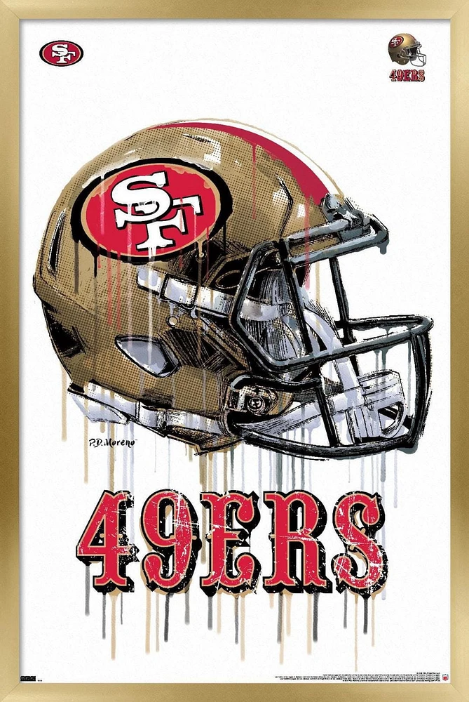 NFL San Francisco 49ers - Drip Helmet 20 Wall Poster with Push Pins, 22.375" x 34"