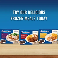 Swanson Stuffing Baked Turkey: frozen meal with gravy, mashed potatoes, green beans, and a brownie, 383 g