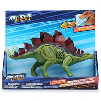 Adventure Force Dinosaur Attack Figurine articulée de dinosaure articulée de 22,9 cm avec lumières et sons - Stegosaurus