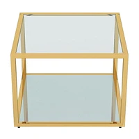 Contemporary Metal and Glass Small Coffee Table Set of 3 - Gold