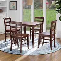 Winsome Groveland 5Pc Square Dining Table with 4 chairs in Walnut Finish