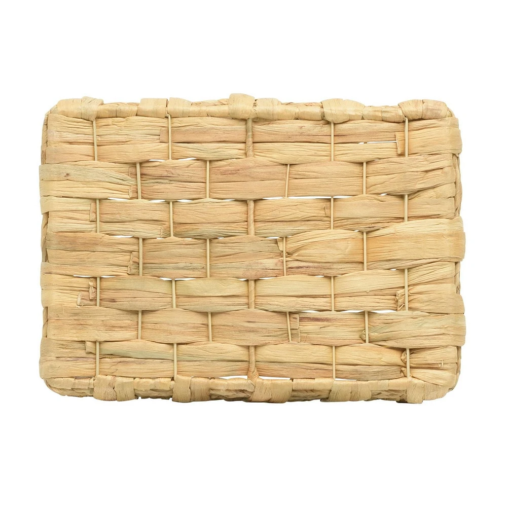 Panier de rangement tissé jacinthe d'eau et feuilles naturelles fini naturel