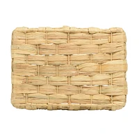 Panier de rangement tissé jacinthe d'eau et feuilles naturelles fini naturel