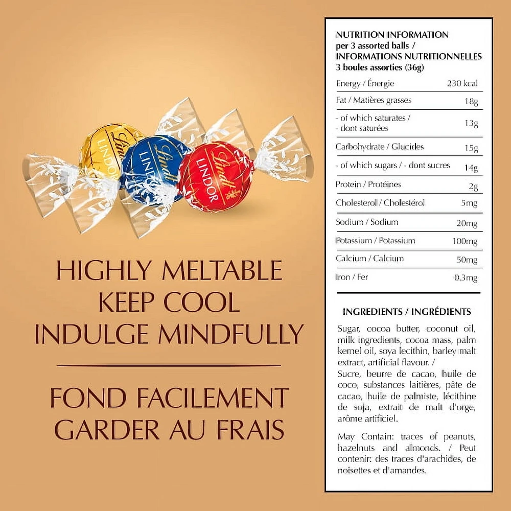 Lindt LINDOR Assorted Chocolate Truffles, 150-Gram Bag, 150g Bag