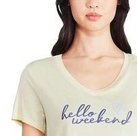 T-shirt de nuit avec encolure en V George pour femmes Tailles TP–TTG