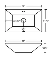 American Imaginations -in. W Above Counter Bathroom Vessel Sink Set For Deck Mount Drilling AI