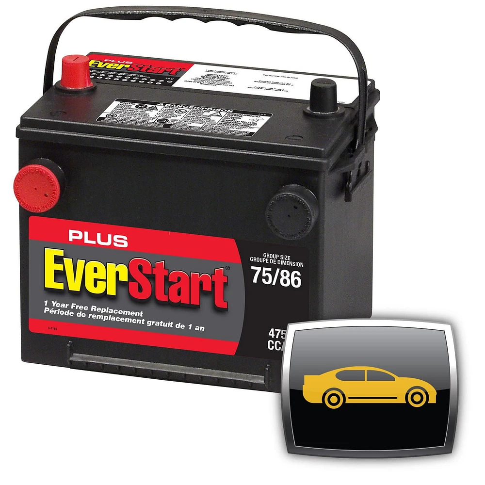 EverStart ES-PLUS 60-DT450, 12 Volt, Car Dual Terminal Battery, Group Size 75, 475 CCA