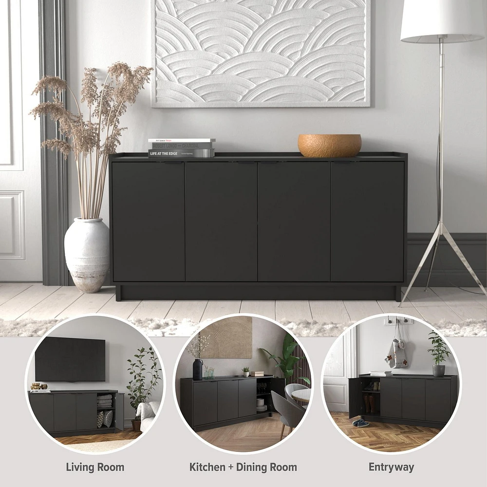 Prepac Buffet 4 portes Simply Modern Blanc